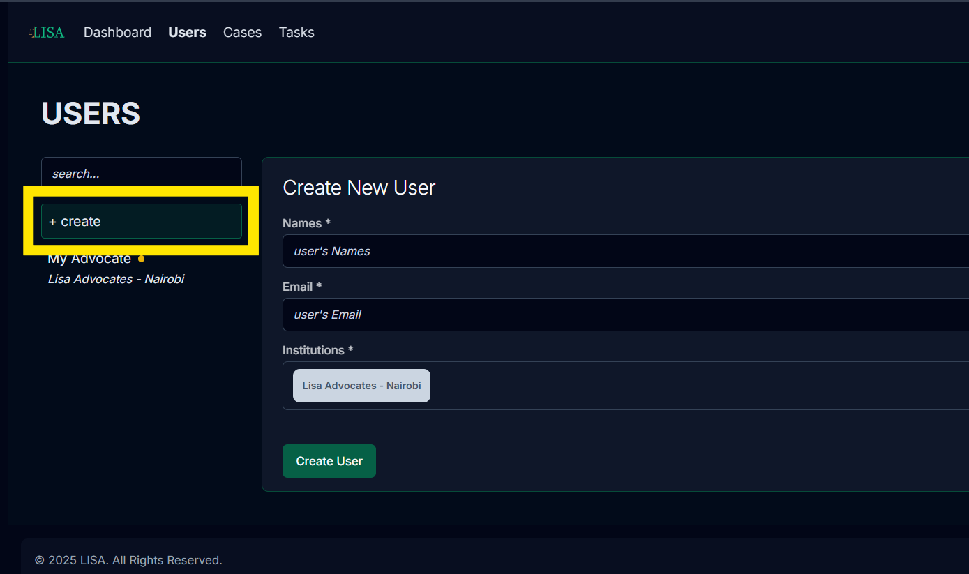 Create-User button Screenshot