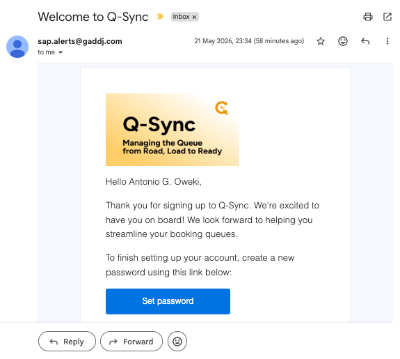 Welcome Email Screenshot